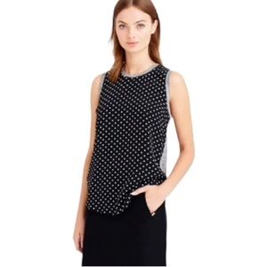 J. Crew Silk Polka Dot Tank Black & Gray M